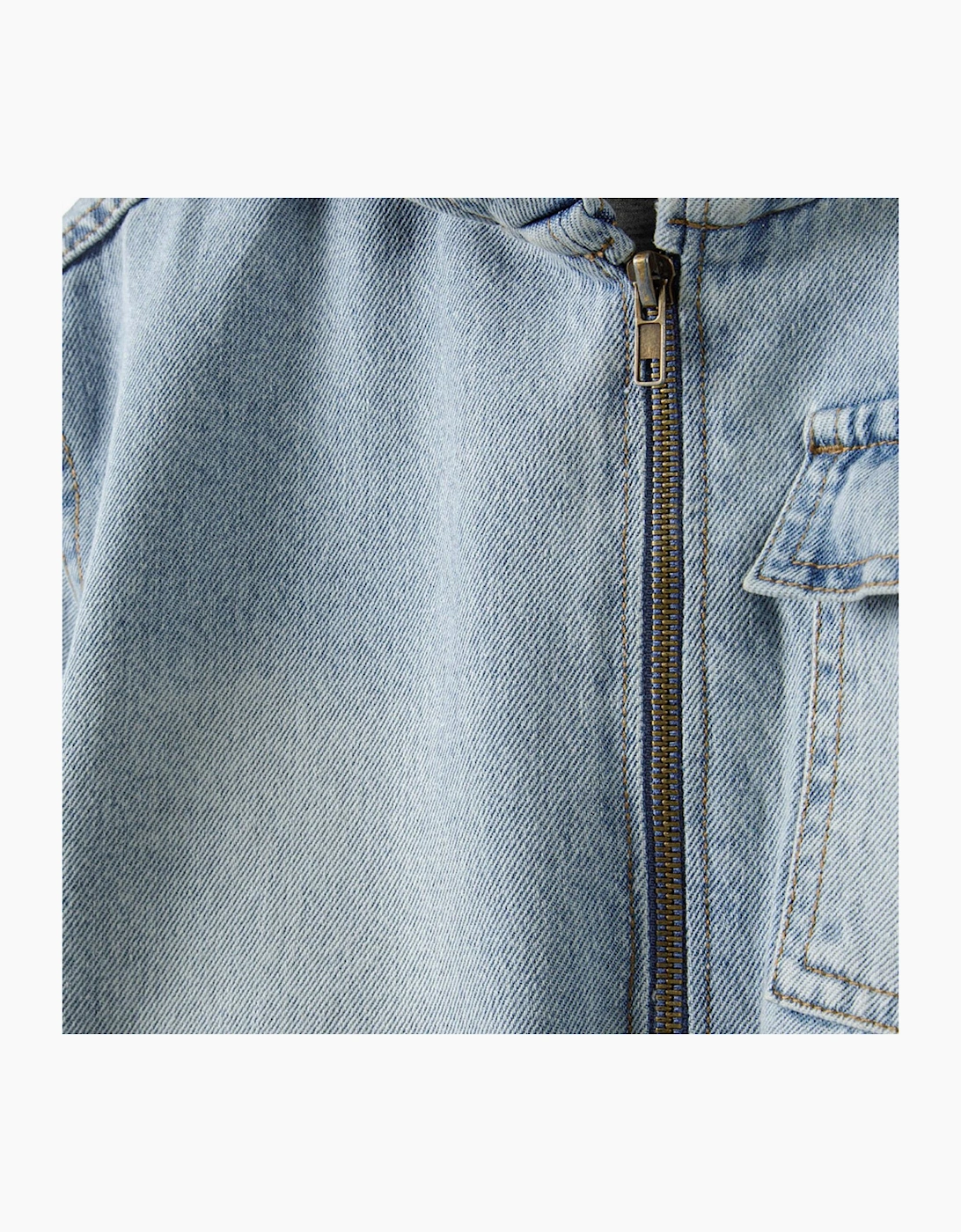 Boys Denim Jacket With Hood Zip Fastening Light Blue