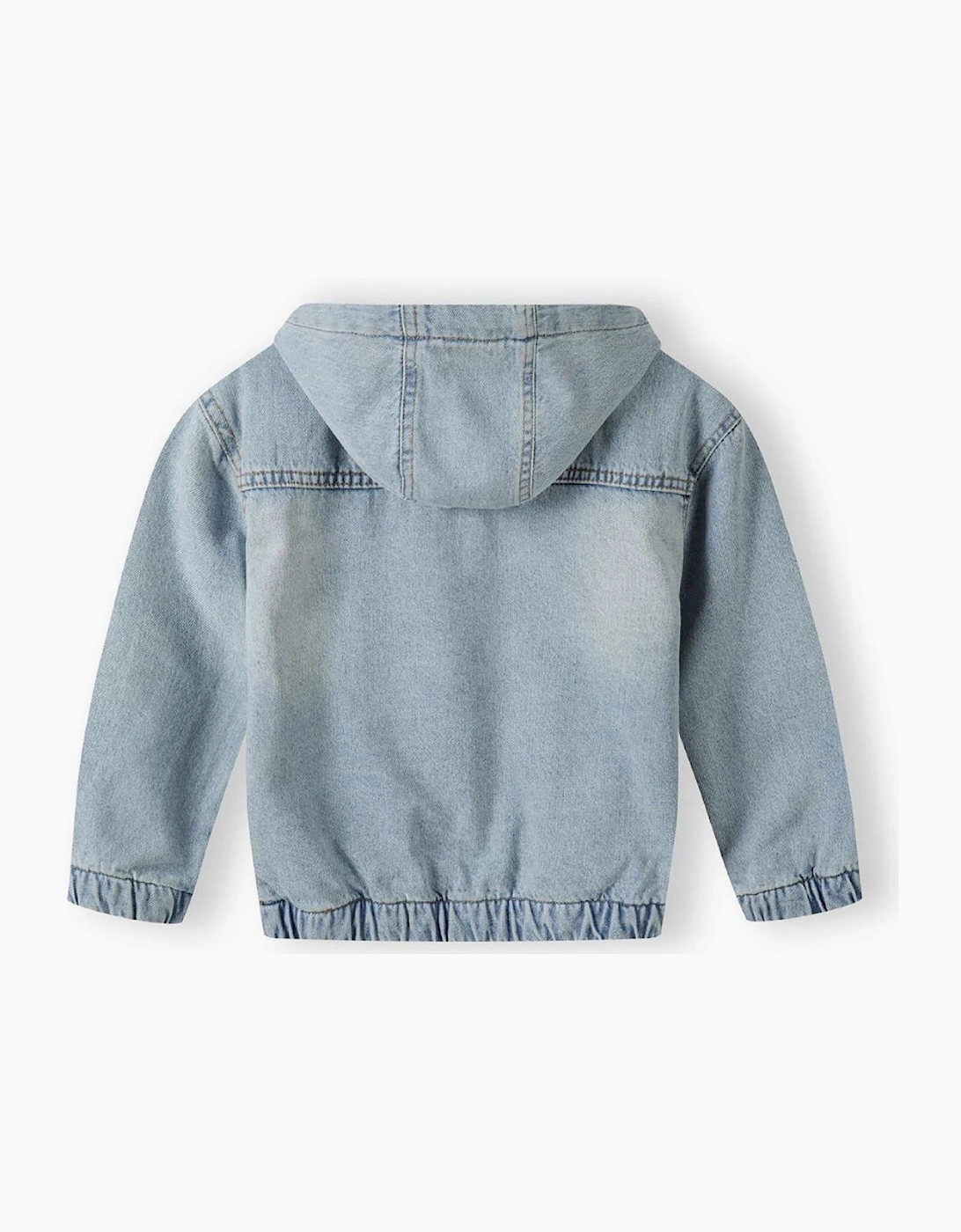 Boys Denim Jacket With Hood Zip Fastening Light Blue