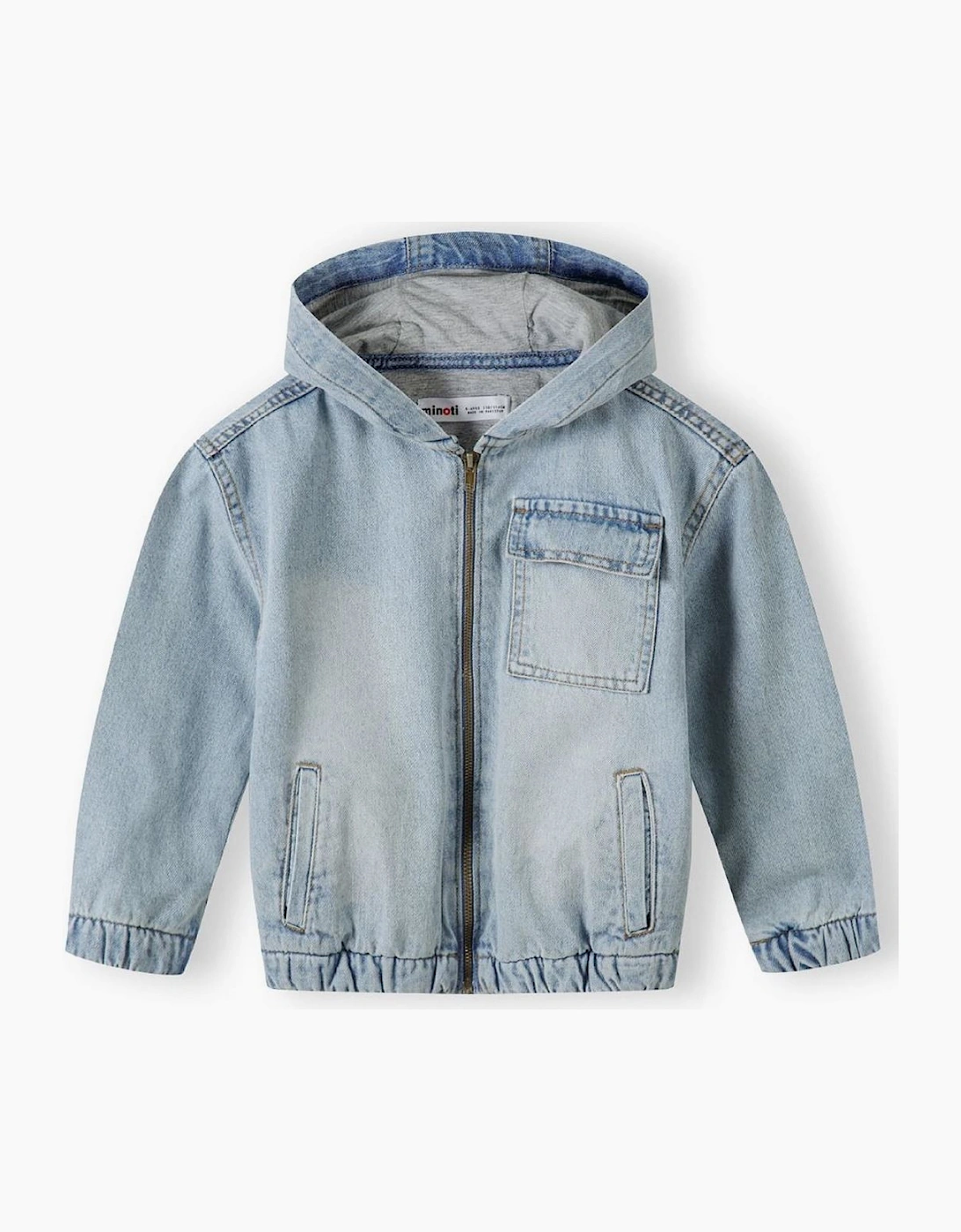 Boys Denim Jacket With Hood Zip Fastening Light Blue, 5 of 4