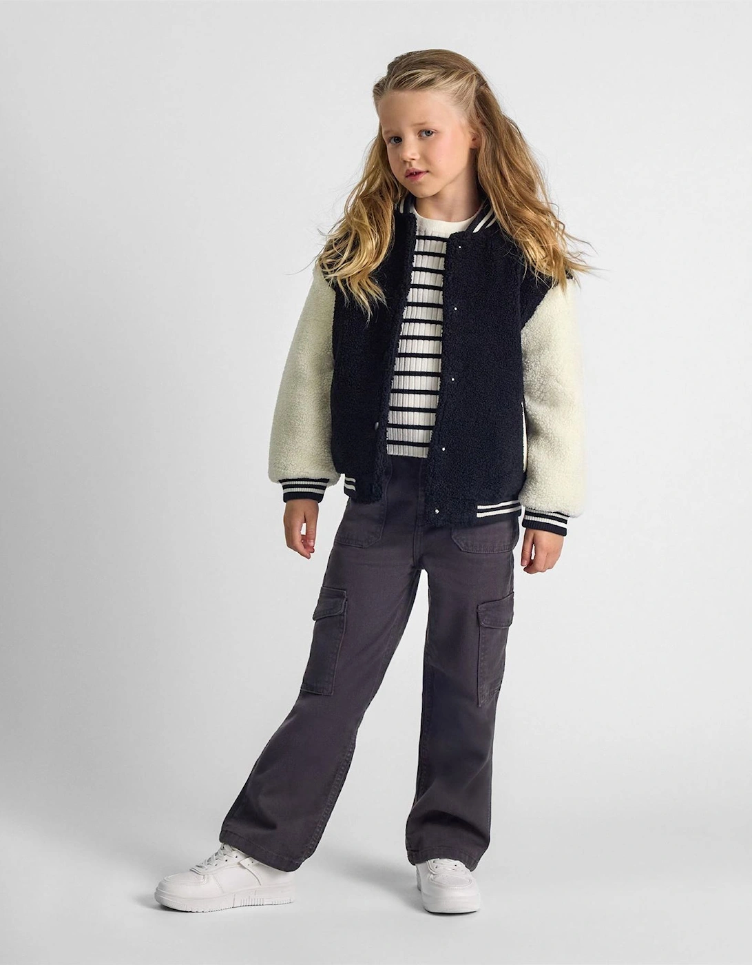 Girls Baseball Jacket With Snap Closure Black