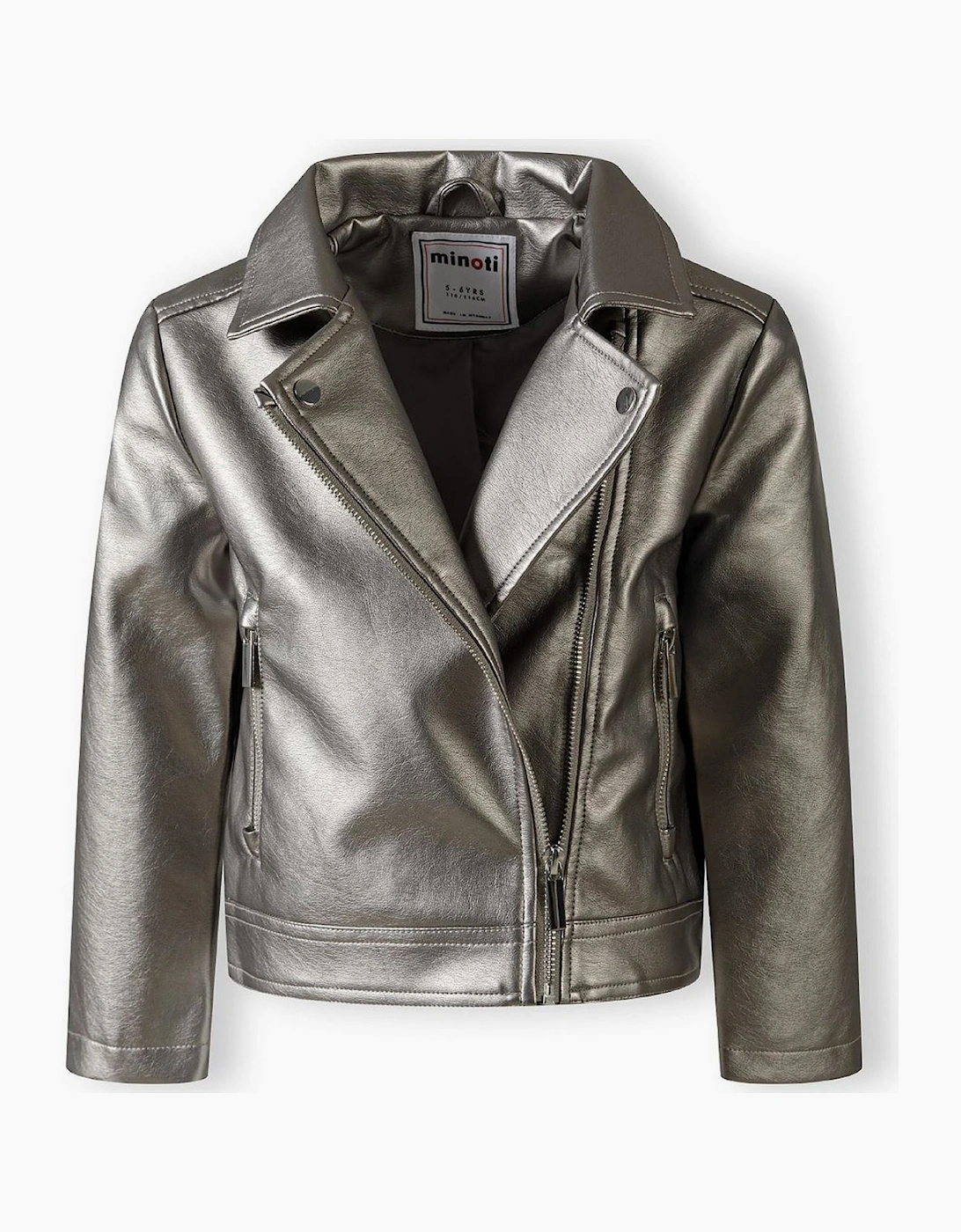 Solid Patterned Asymmetric Zipper Lapel Collared Bike Jacket, 5 of 4