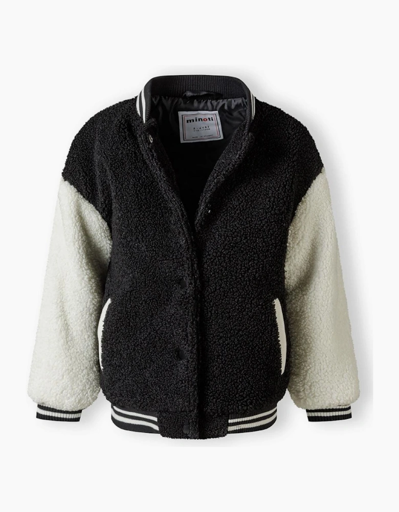 Girls Baseball Jacket With Snap Closure Black