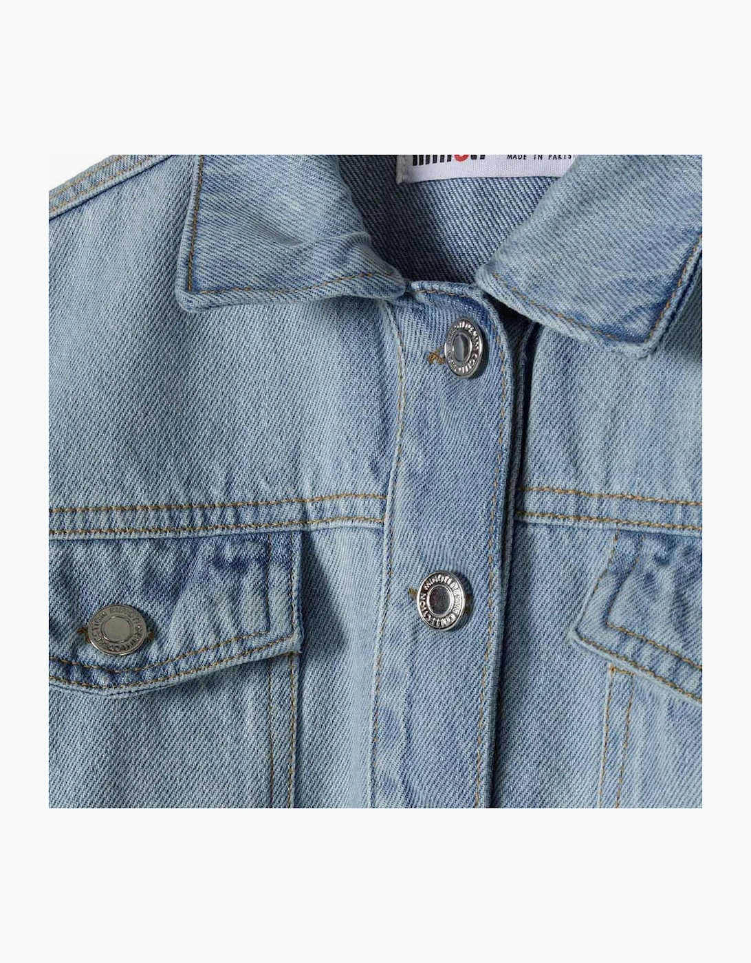 Girls Cropped Soft Denim Bomber Jacket Light Blue
