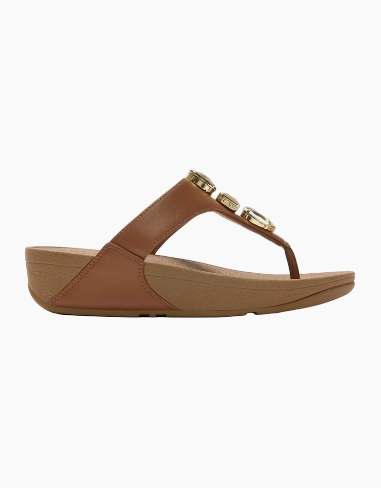 Fitflop Lulu Ultra-Jewel Toe-Post Polyurethane Women's Deep Tan Sandals