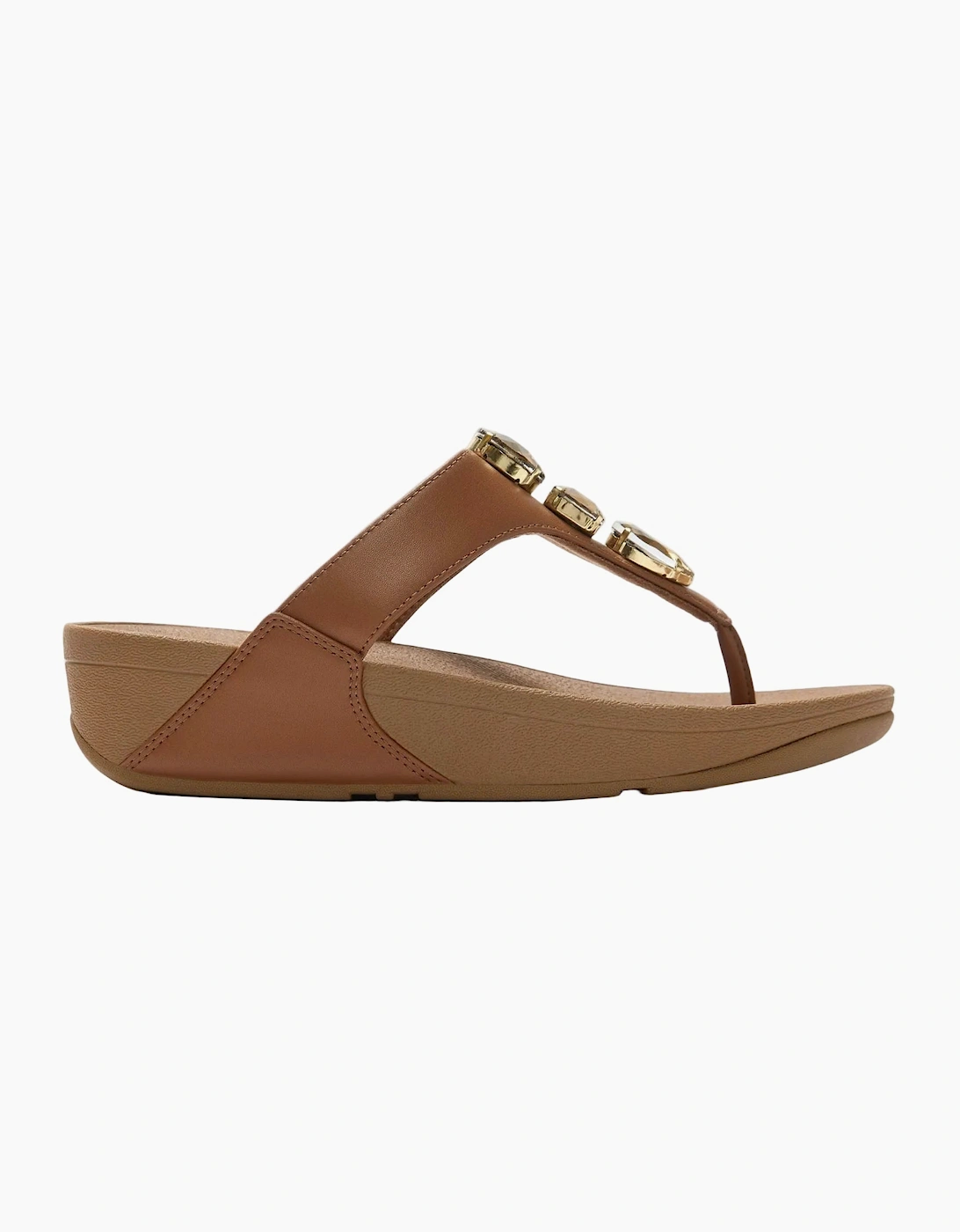 Fitflop Lulu Ultra-Jewel Toe-Post Polyurethane Women's Deep Tan Sandals