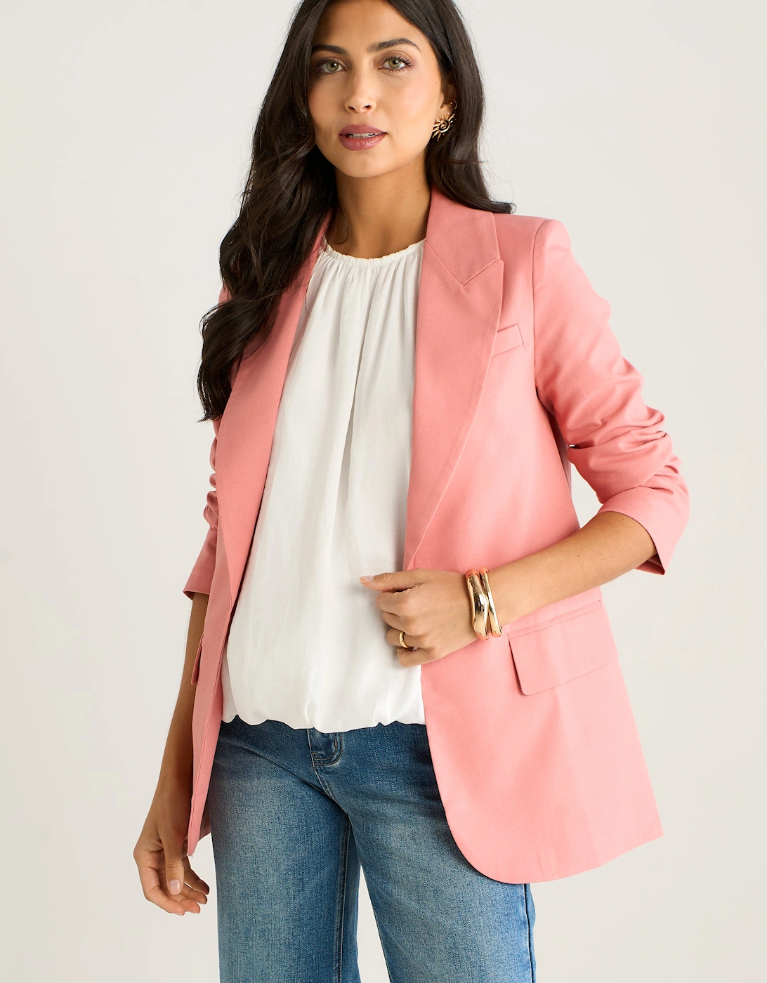 Coral Edge To Edge Cotton and Linen Blend Jacket, 5 of 4