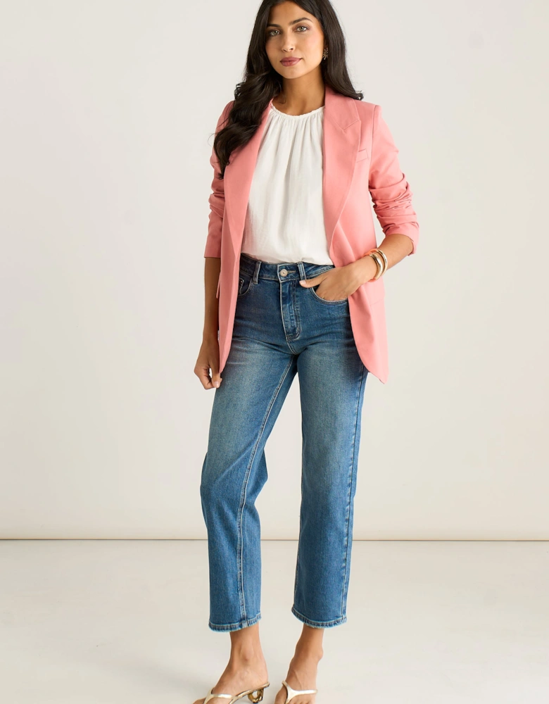Coral Edge To Edge Cotton and Linen Blend Jacket