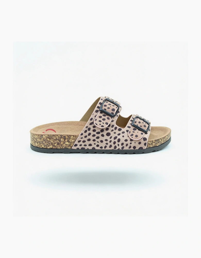 Heavenly Feet HARMONY2 PRINT CHEETAH Womens Mules Sandals Dusty Pink/Black