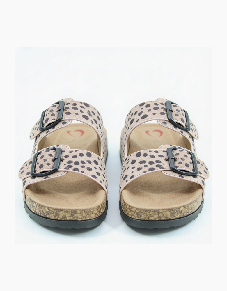 Heavenly Feet HARMONY2 PRINT CHEETAH Womens Mules Sandals Dusty Pink/Black