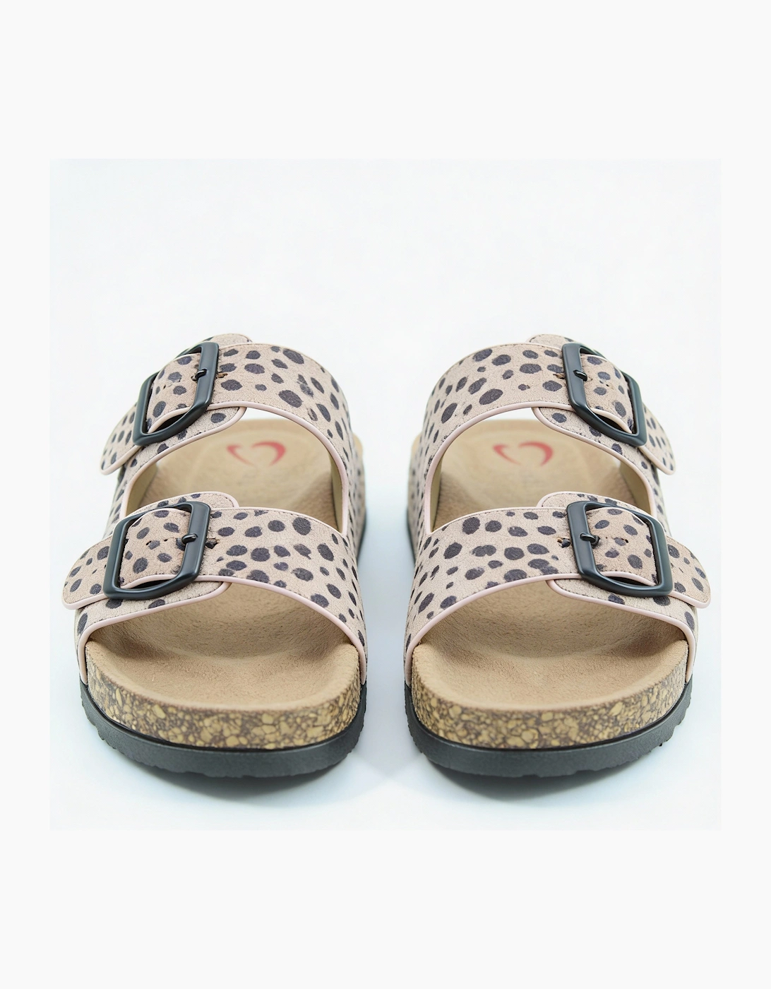 Heavenly Feet HARMONY2 PRINT CHEETAH Womens Mules Sandals Dusty Pink/Black