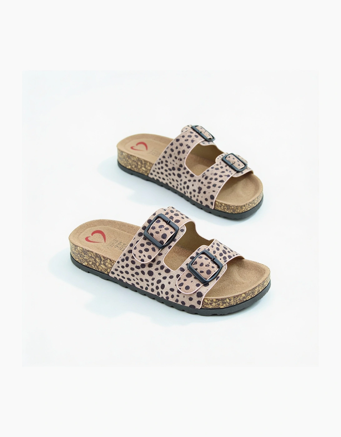 Heavenly Feet HARMONY2 PRINT CHEETAH Womens Mules Sandals Dusty Pink/Black