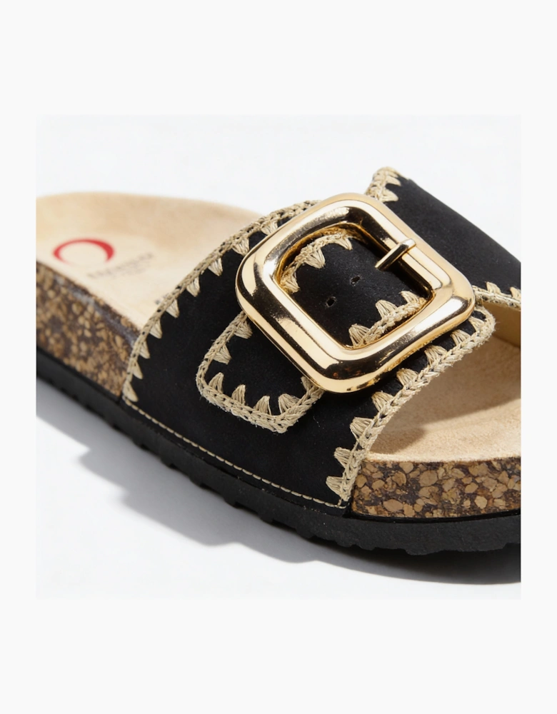 Heavenly Feet REED Womens Mules Sandals Black
