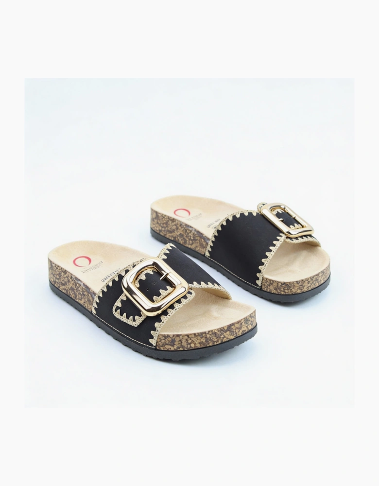 Heavenly Feet REED Womens Mules Sandals Black