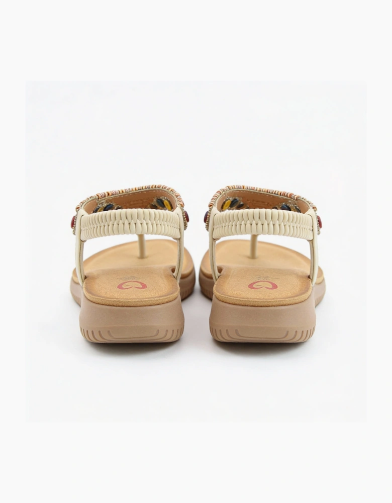 Heavenly Feet RADIANCE Womens Toe-Post Sandals Beige