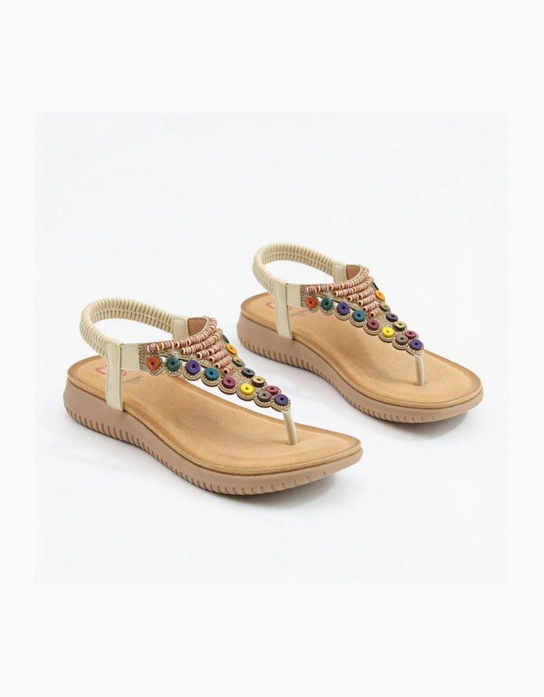Heavenly Feet RADIANCE Womens Toe-Post Sandals Beige
