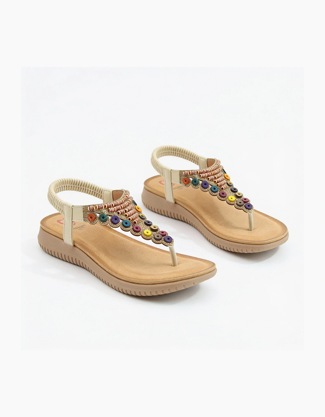 Heavenly Feet RADIANCE Womens Toe-Post Sandals Beige