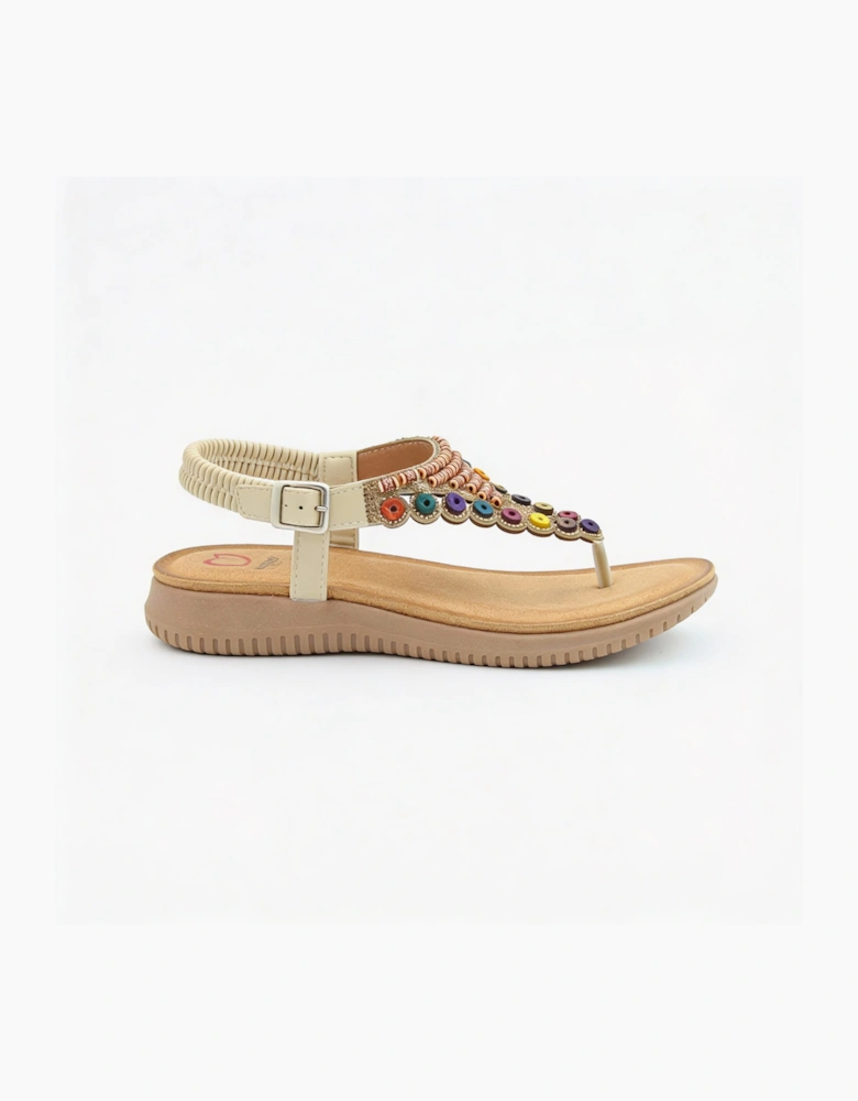 Heavenly Feet RADIANCE Womens Toe-Post Sandals Beige