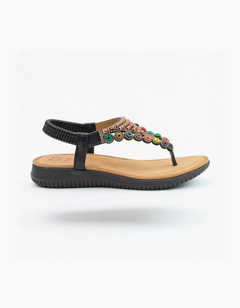 Heavenly Feet RADIANCE Womens Toe ring Sandals Black