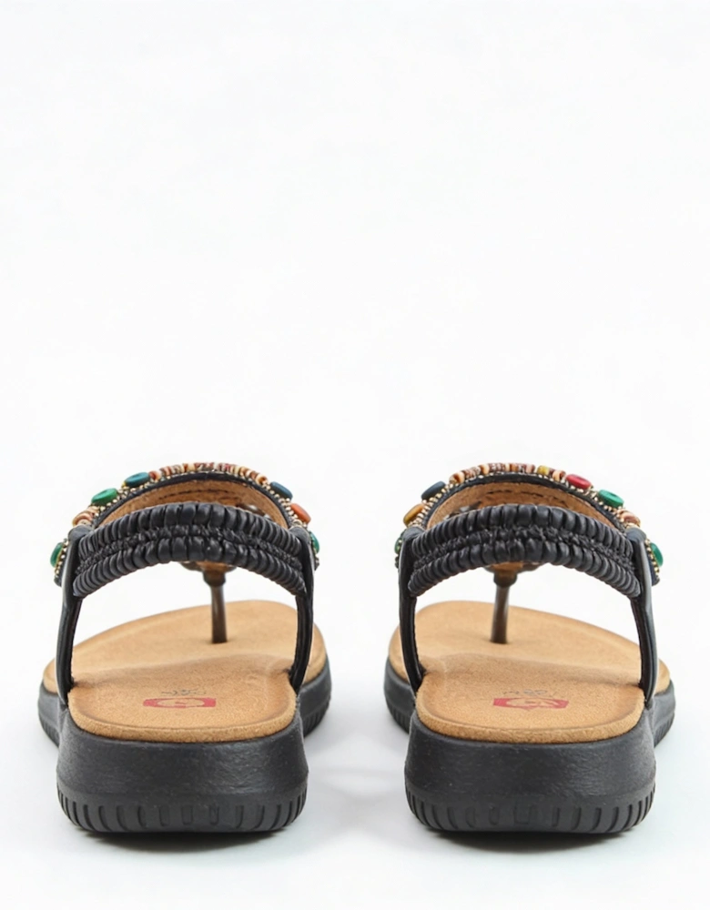 Heavenly Feet RADIANCE Womens Toe ring Sandals Black