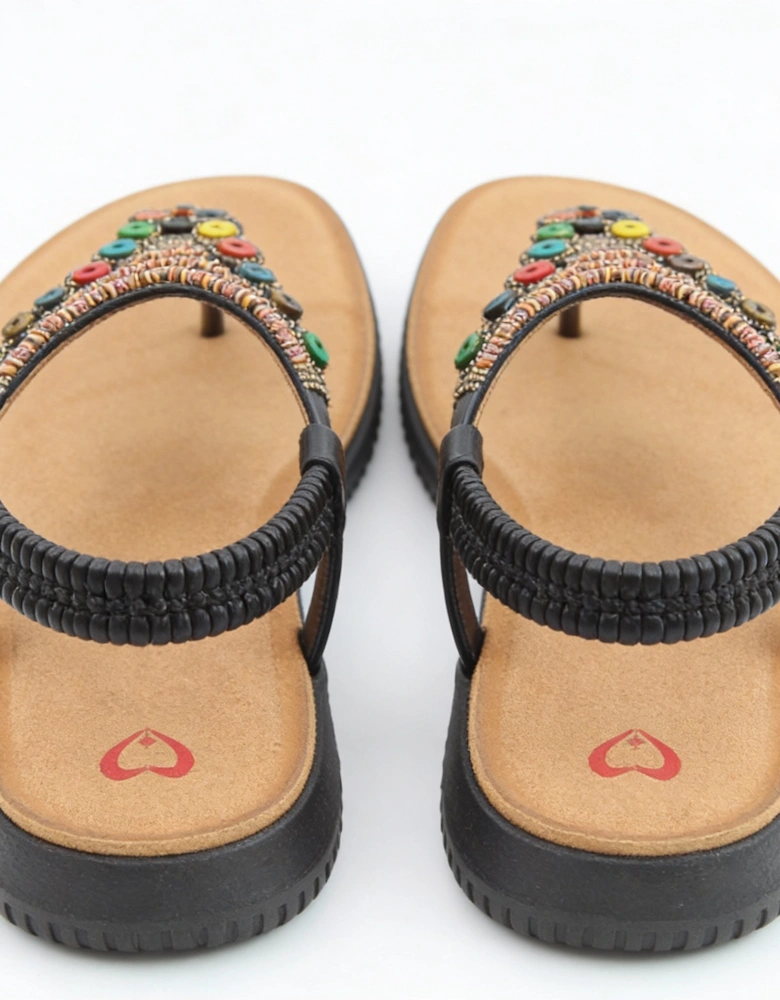 Heavenly Feet RADIANCE Womens Toe ring Sandals Black