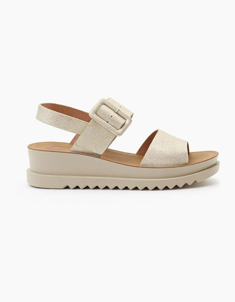 Heavenly Feet PISTACHIO Womens Ankle Strap Sandals Gold