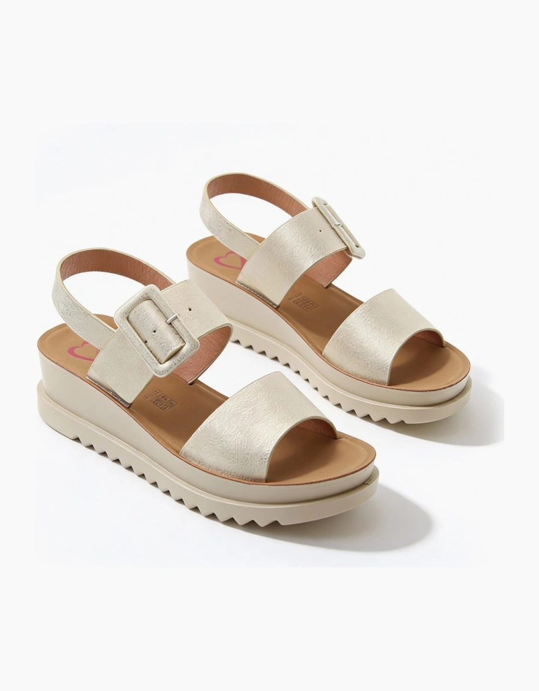 Heavenly Feet PISTACHIO Womens Ankle Strap Sandals Gold
