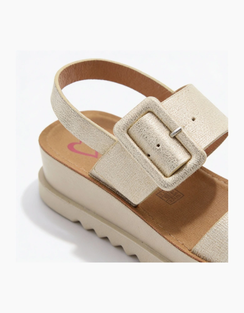 Heavenly Feet PISTACHIO Womens Ankle Strap Sandals Gold