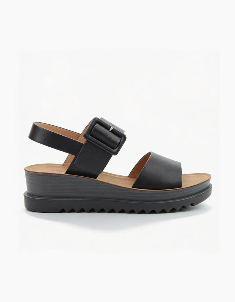 Heavenly Feet PISTACHIO Womens Ankle Strap Sandals Black