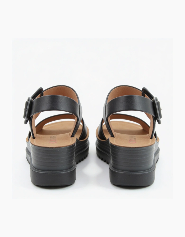 Heavenly Feet PISTACHIO Womens Ankle Strap Sandals Black