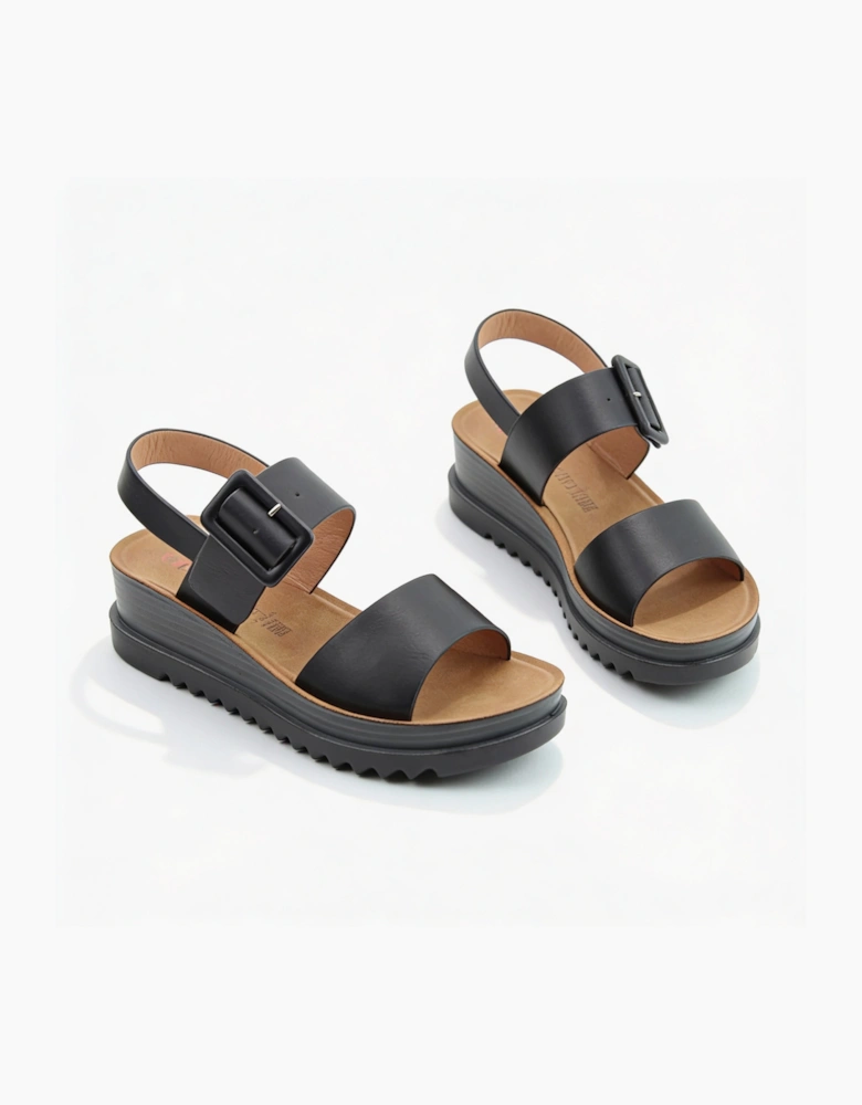 Heavenly Feet PISTACHIO Womens Ankle Strap Sandals Black