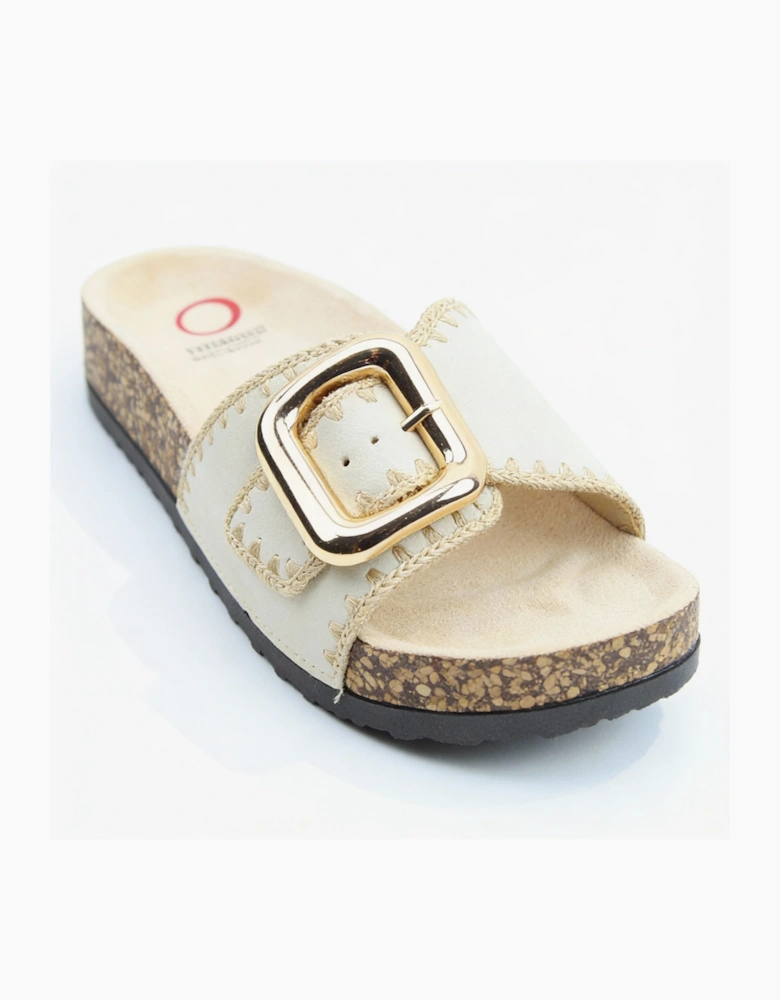 Heavenly Feet REED Womens Mules Sandals Beige