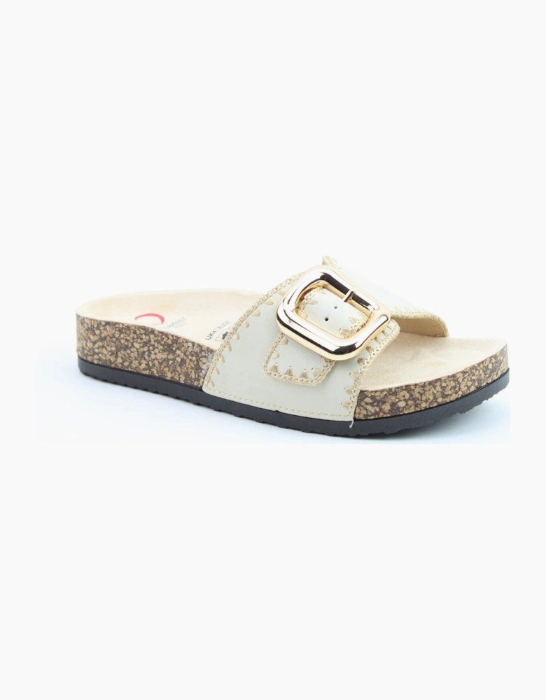 Heavenly Feet REED Womens Mules Sandals Beige