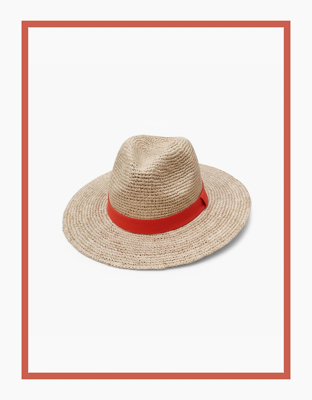 Mackenzie Raffia Fedora Hat - Natural-Coral