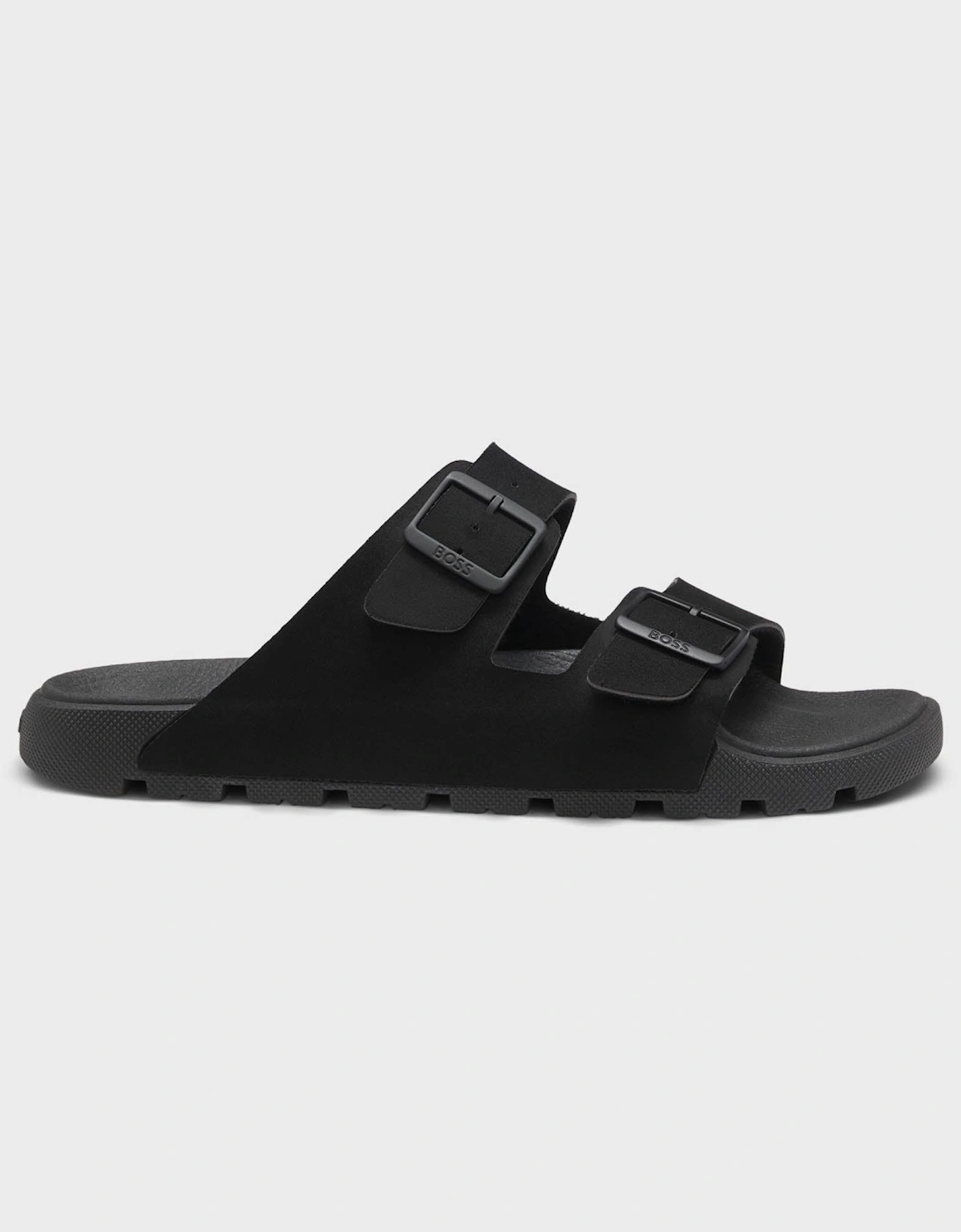 BOSS Orange Surfley Mens Twin-Strap Slides with Branded Buckles - Black 001