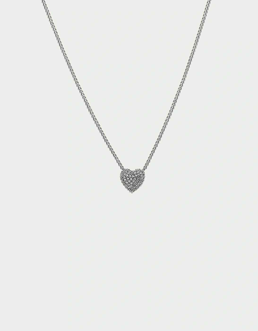Tutti & Co Tutti & Co Women's Pave Heart Necklace - Silver