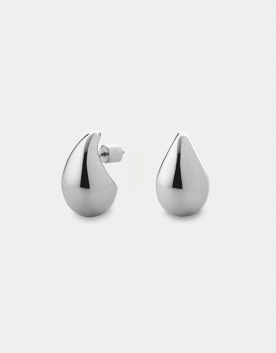 Tutti Women's Rain Medium Polished Dome Drop Stud Back Earrings - Silver