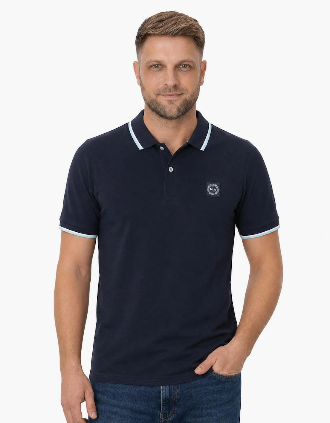 Marshall Artist Tipped Polo Shirt Navy