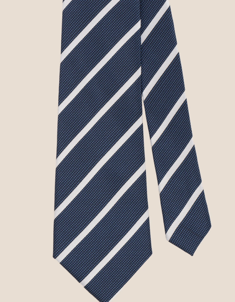 Stripe Navy White Tie