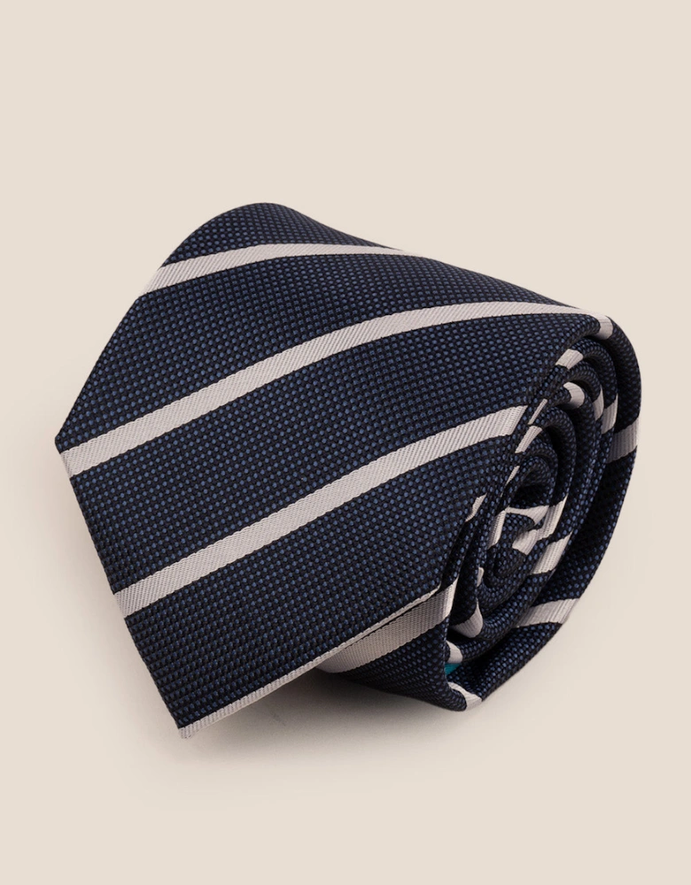 Stripe Navy White Tie