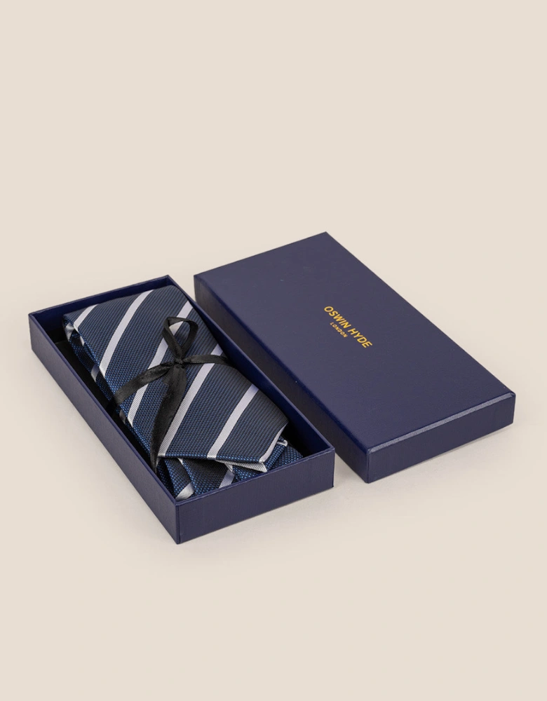 Stripe Navy White Tie