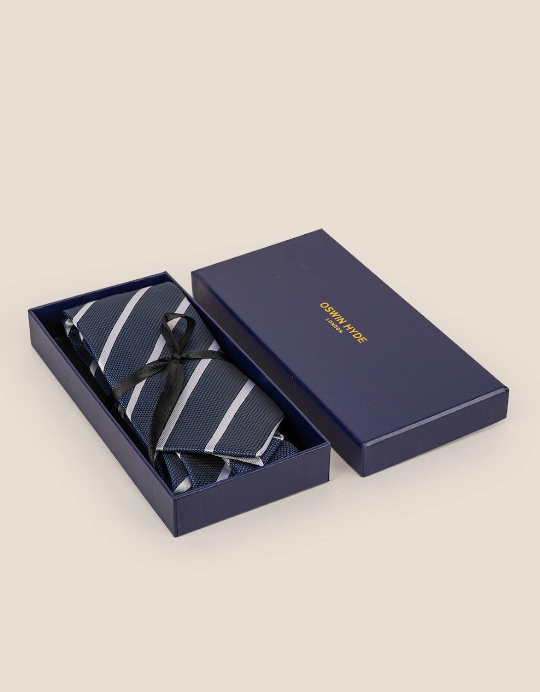 Stripe Navy White Tie
