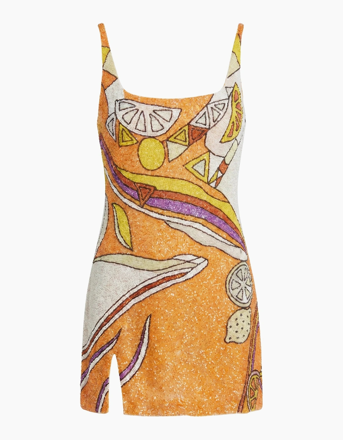 Palm Beach Hand-Beaded Mini Dress Orange