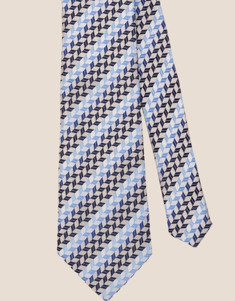 Geometric Stripes Blue Navy Black Tie