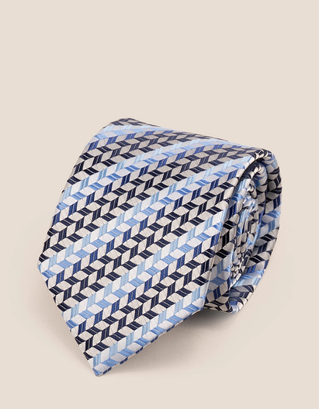 Geometric Stripes Blue Navy Black Tie