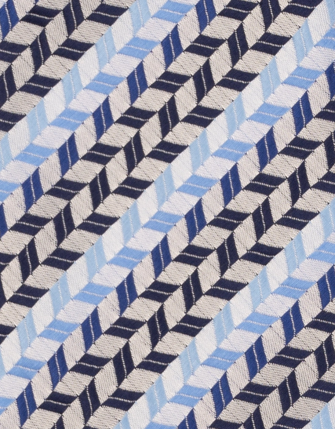 Geometric Stripes Blue Navy Black Tie