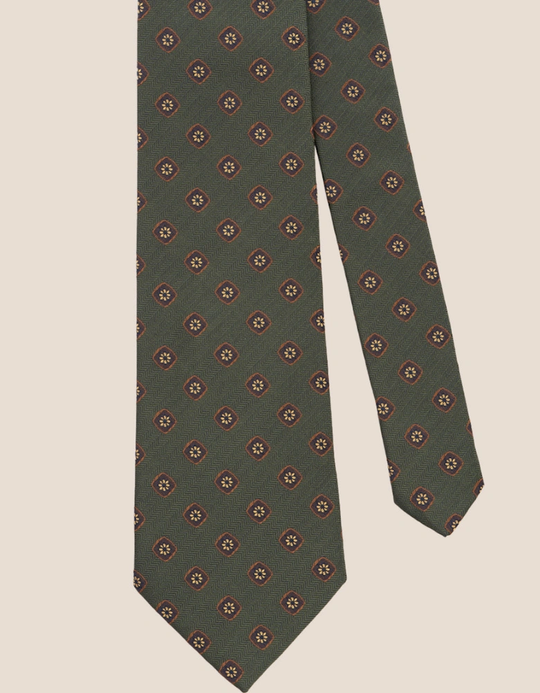 Vintage Geometric Green Tie