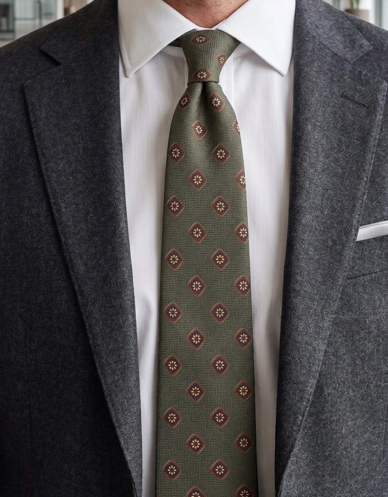 Vintage Geometric Green Tie