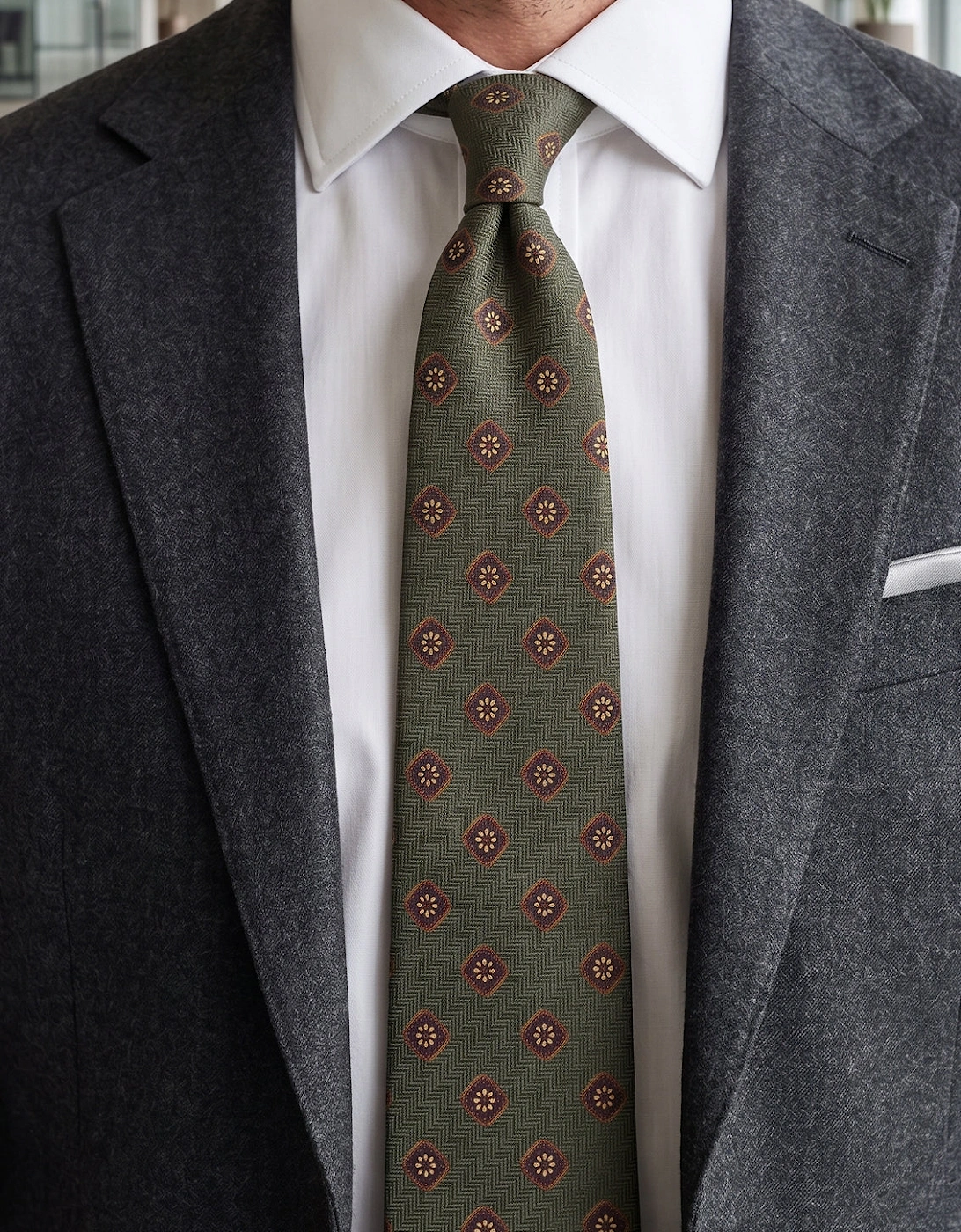 Vintage Geometric Green Tie
