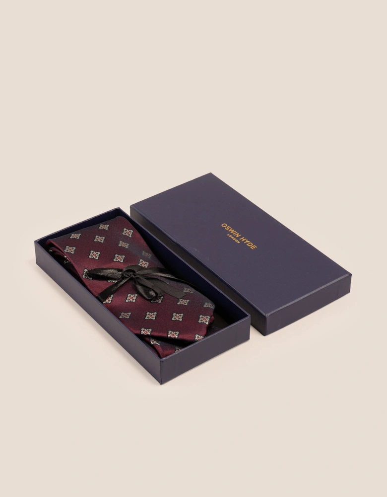 Square Motif Burgundy Tie