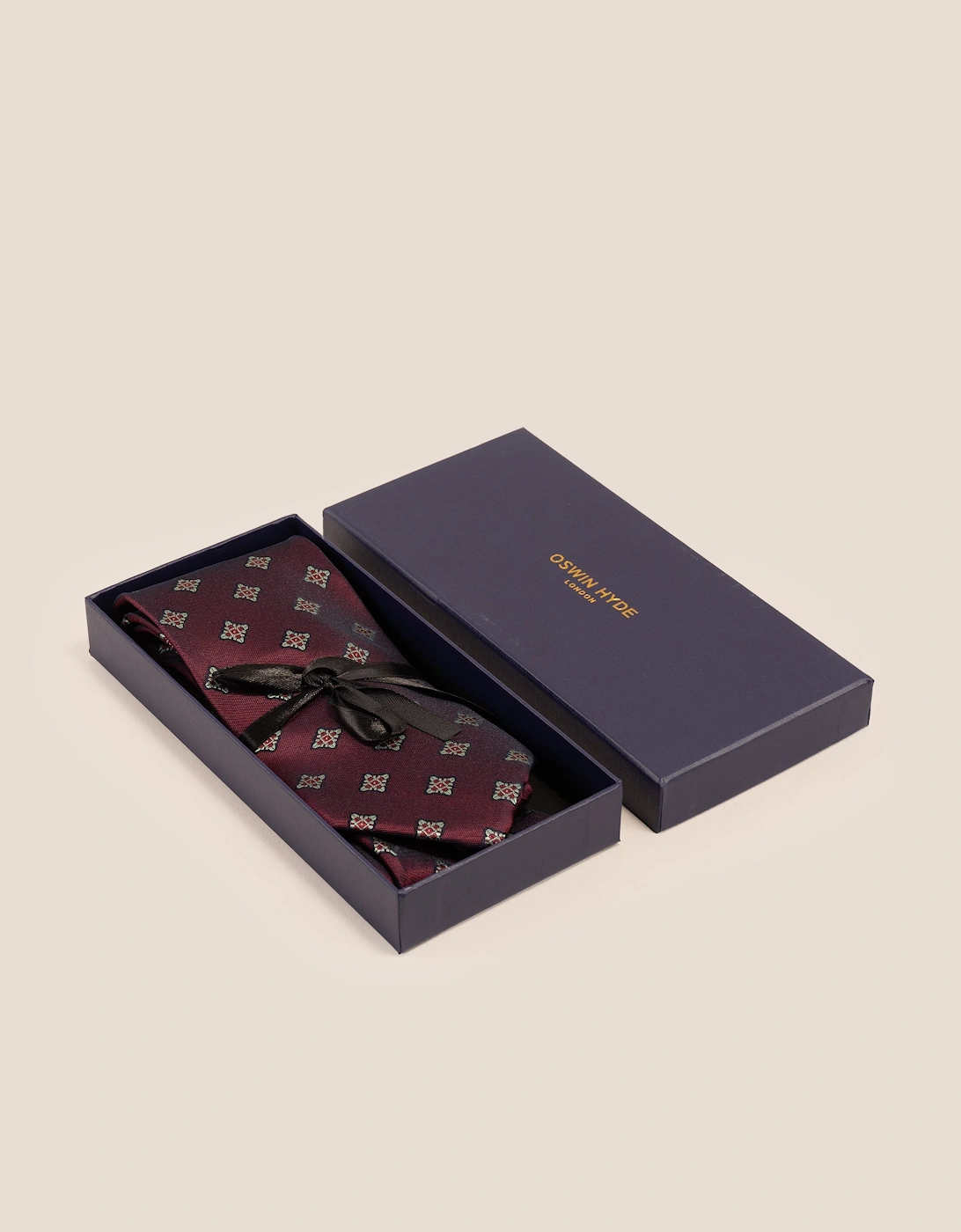 Square Motif Burgundy Tie